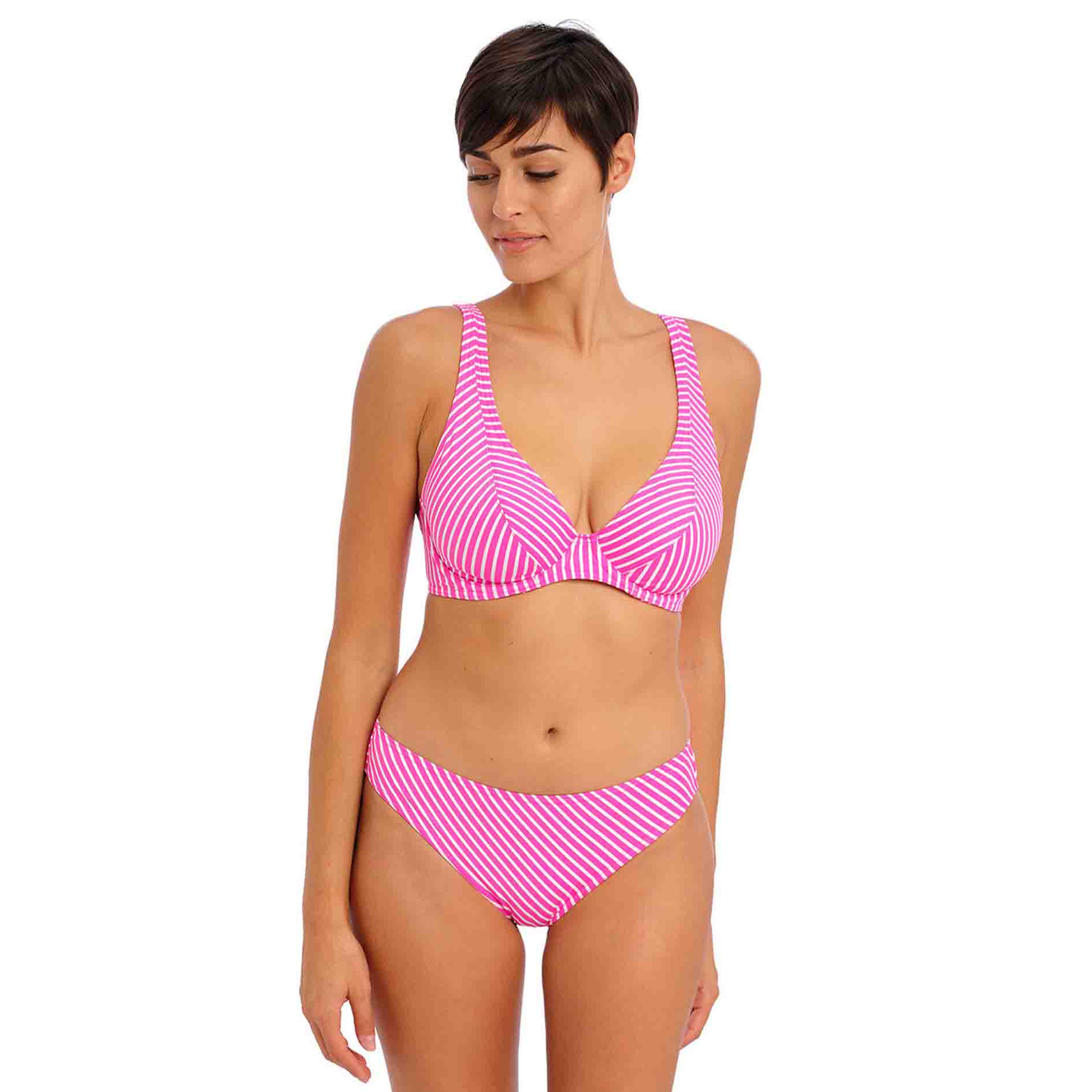 Freya Swim Jewel Cove Stripe High Apex Bikini Top With J Hook Storm