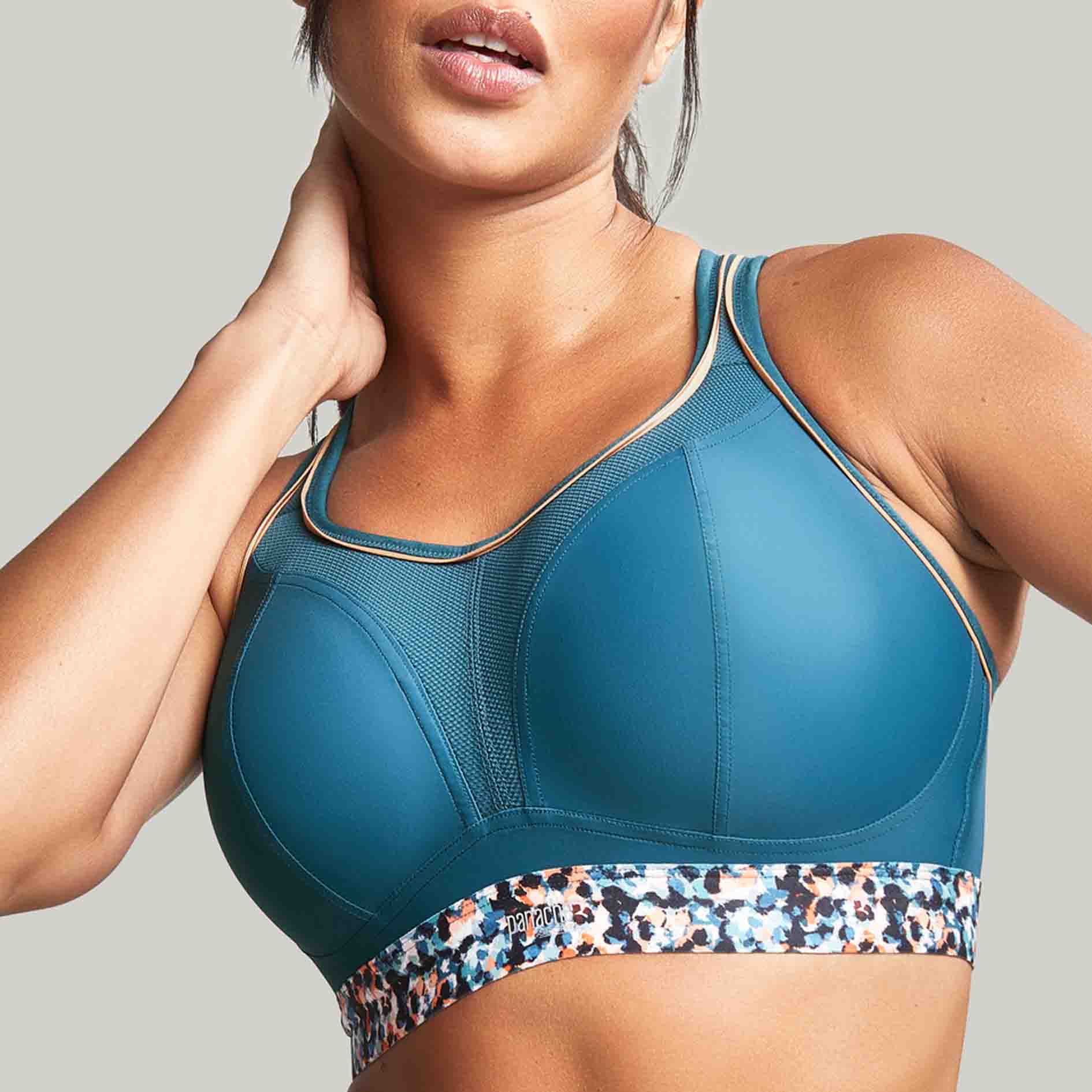 Get This Wired Sports Bra In Black/Aqua by Panache Now