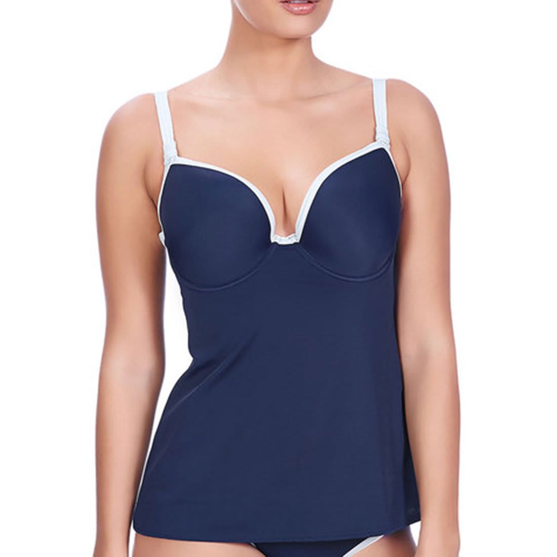 In The Navy Deco Moulded Tankini Top