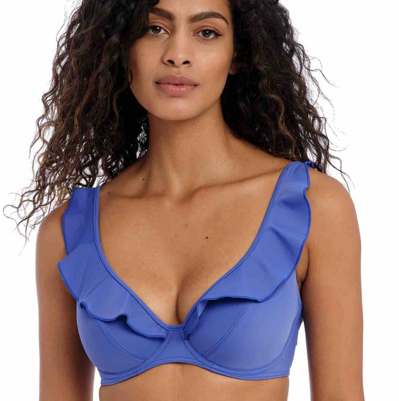 Jewel Cove Plain High Apex Bikini Top With J Hook