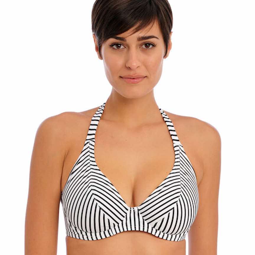 Jewel Cove Stripe Banded Halter Bikini Top