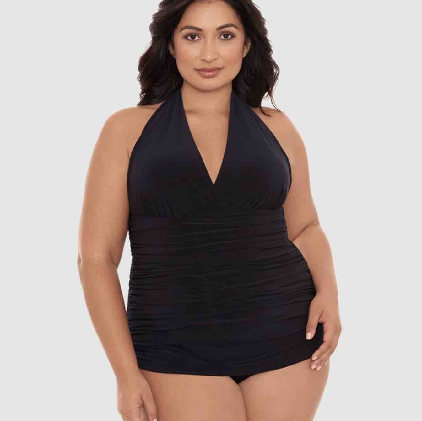 Yvonne DD Cup Halterneck Short Shirred Swimdress