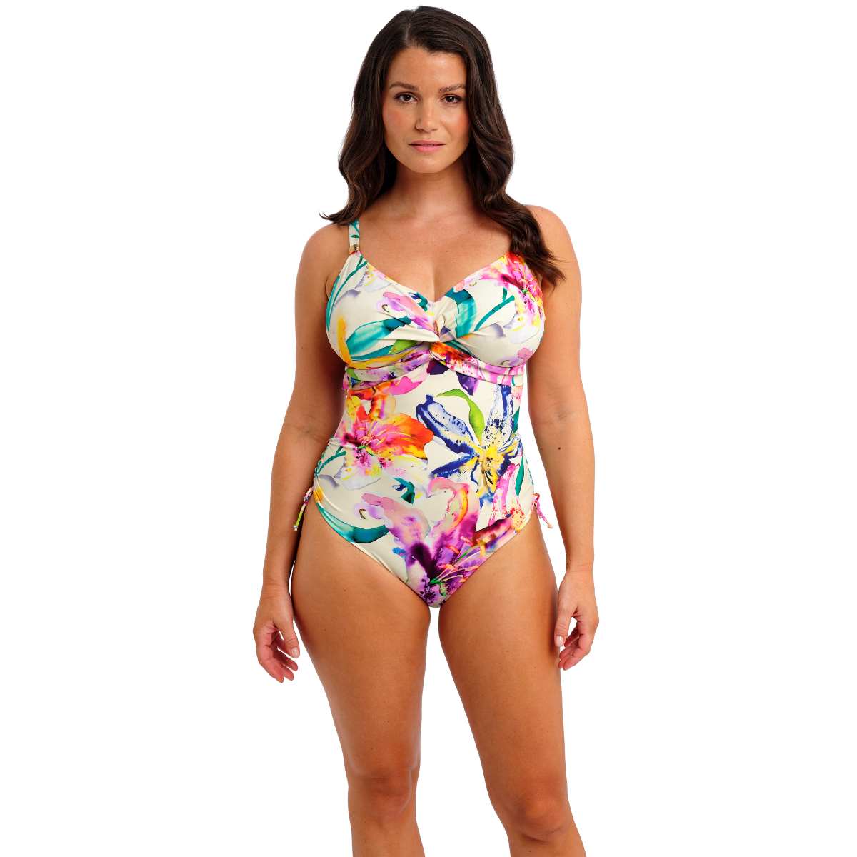 Iguazu Falls Twist Front Swimsuit With Adjustable Leg