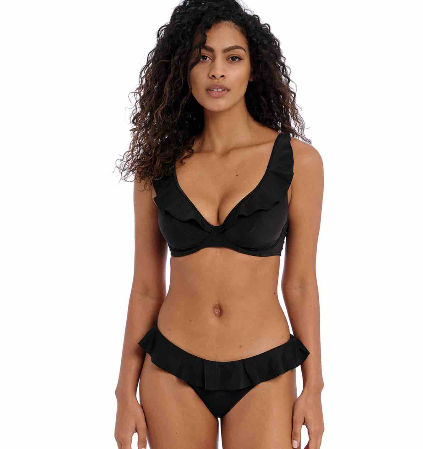 Jewel Cove Plain High Apex Bikini Top With J Hook