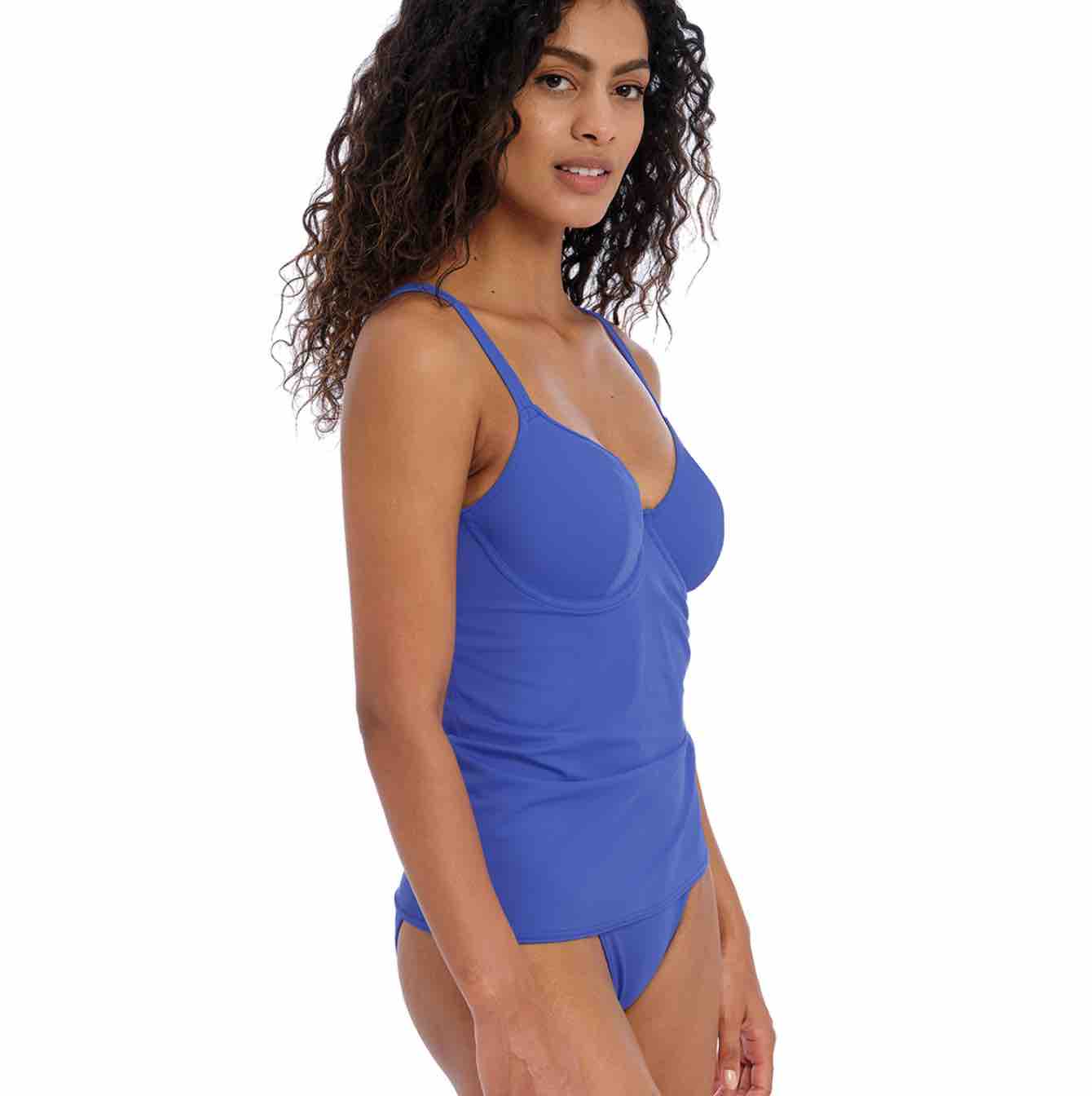 Jewel Cove Plain Non Padded Plunge Tankini Top