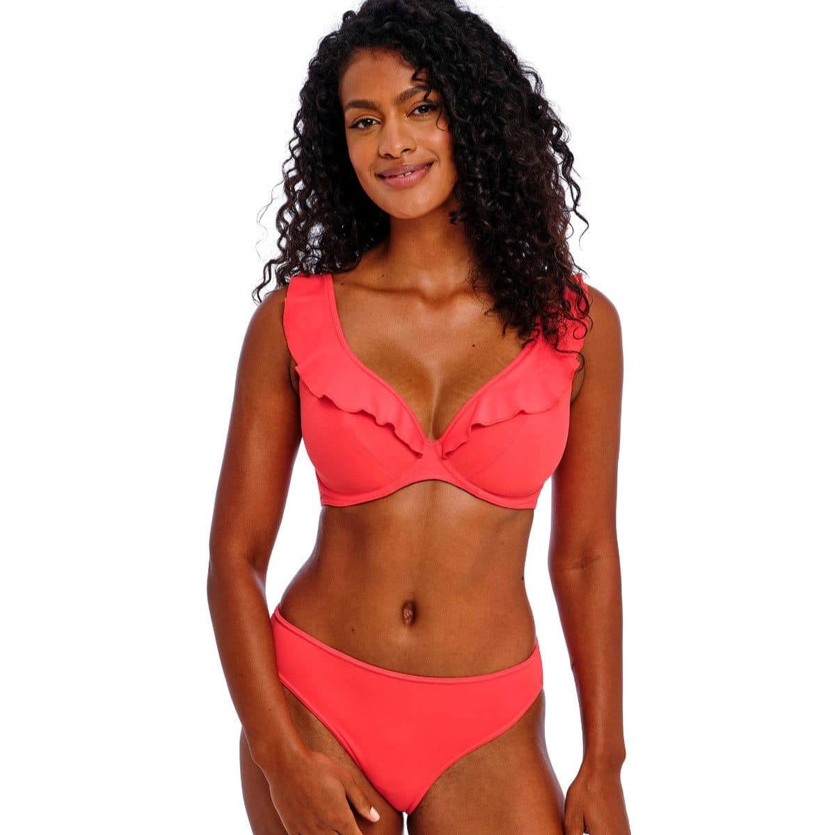 Jewel Cove Plain High Apex Bikini Top With J Hook