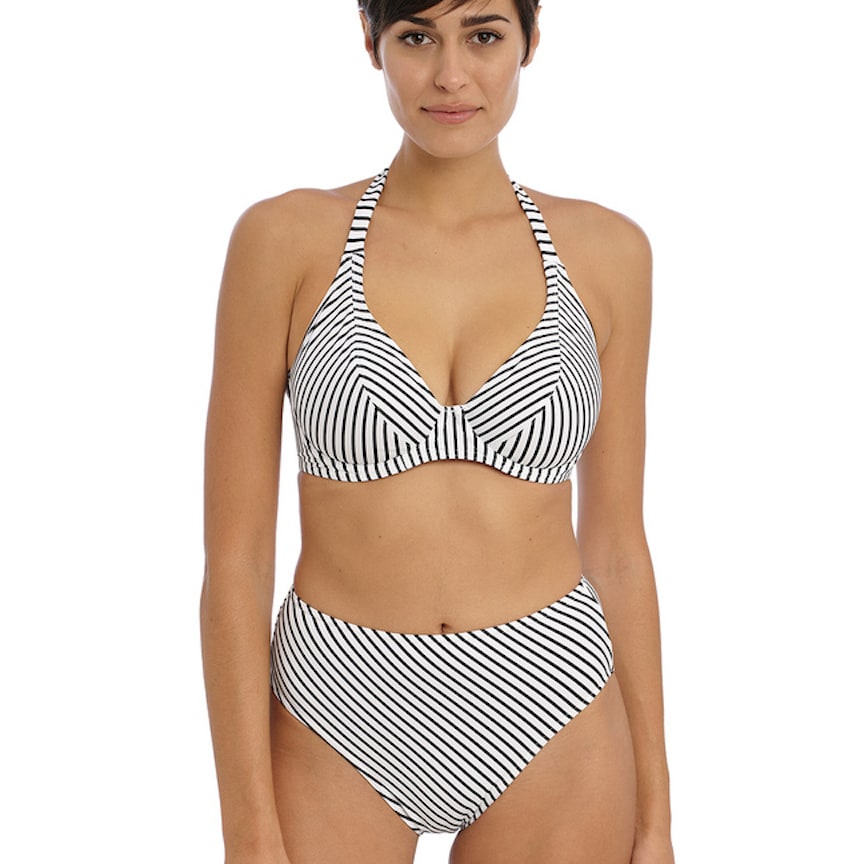 Jewel Cove Stripe Banded Halter Bikini Top