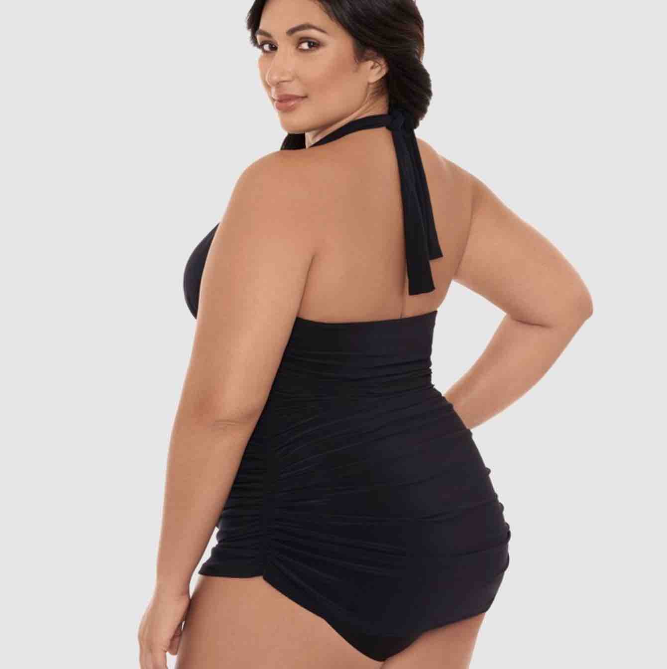 Yvonne DD Cup Halterneck Short Shirred Swimdress