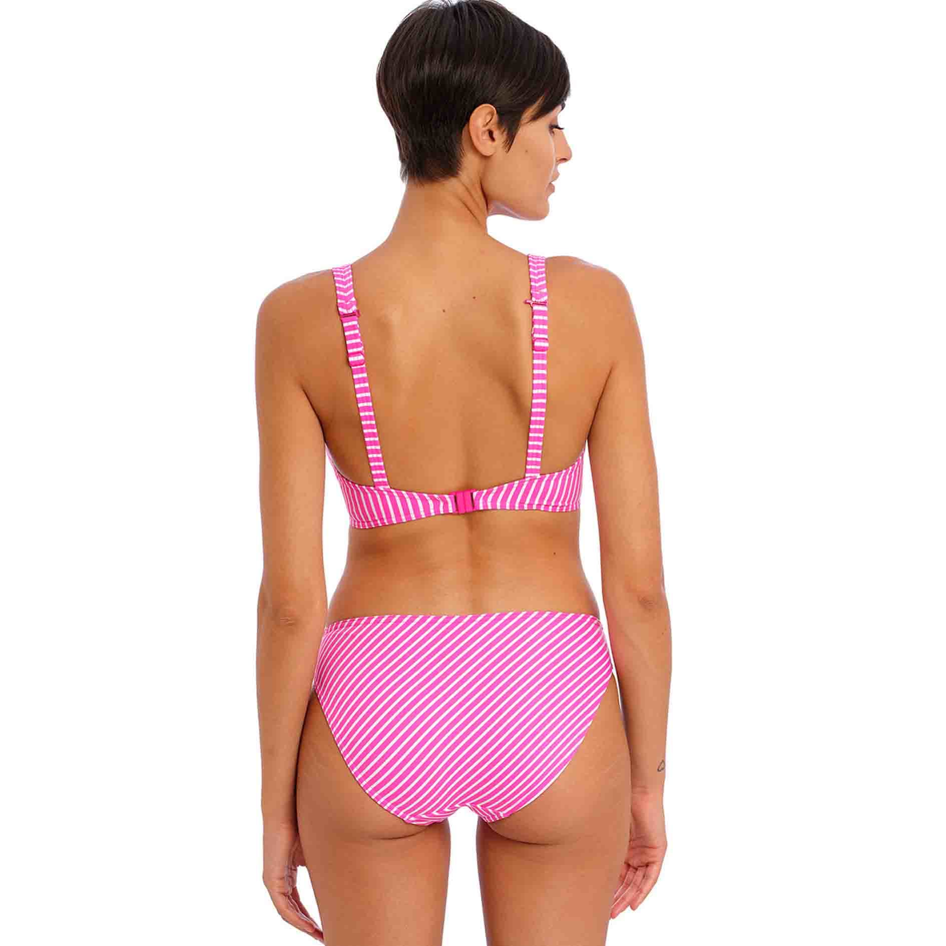 Jewel Cove Stripe High Apex Bikini Top With J Hook