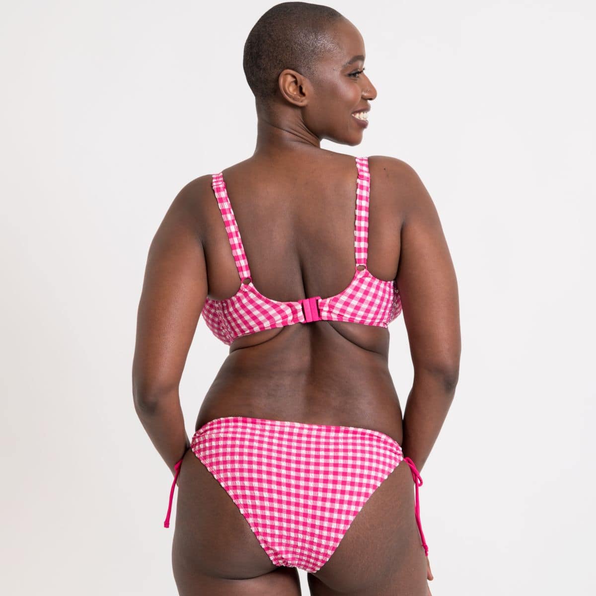 Holiday Check Scooped Balcony Bikini Top