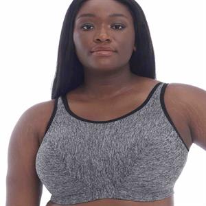 Women's Plus Size Zip Front Charcoal Grey Sports Bra