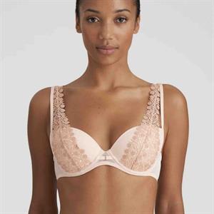 White seamless lace plunging underwire full cup bra