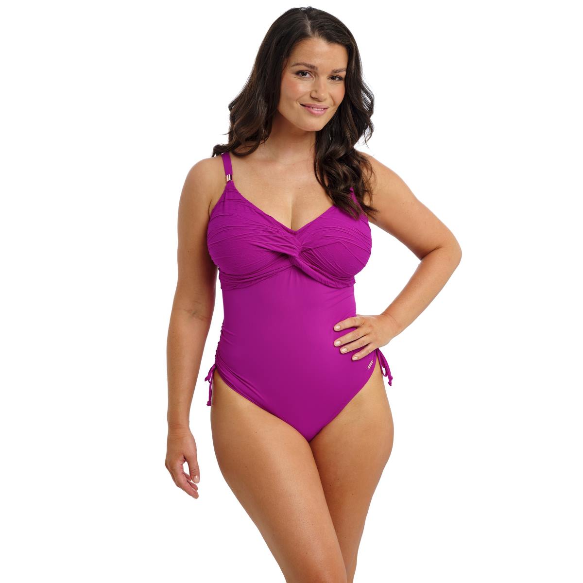Beach Waves Twist Front Swimsuit With Adjustable Leg