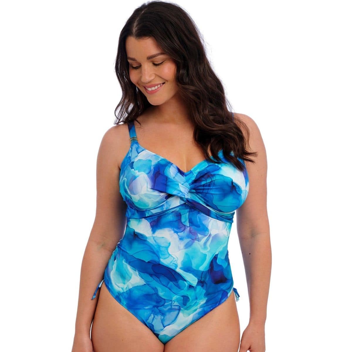 Saunton Sands Twist Front Swimsuit With Adjustable Leg