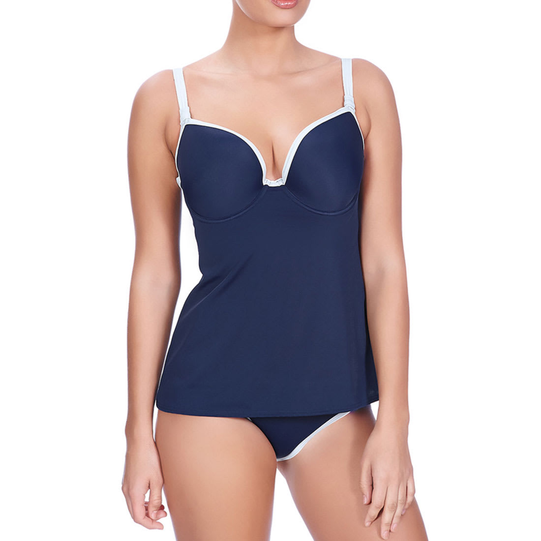 In The Navy Deco Moulded Tankini Top