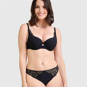Soft bra, partially sheer cups, openwork lace, B to J-cup